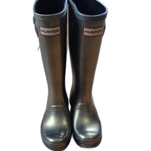 Hunter Kids Metallic Gold Original Tall Nebula Boots Size US 2 Girls